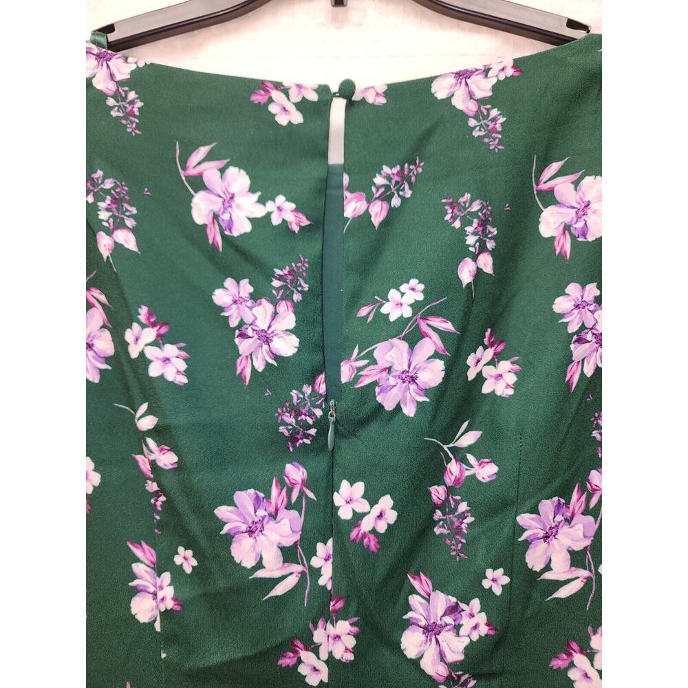 Alexia Admor Bubble Midi Dress Floral High Split Green Size 6 Long Sleeve 3476 - Picture 11 of 13